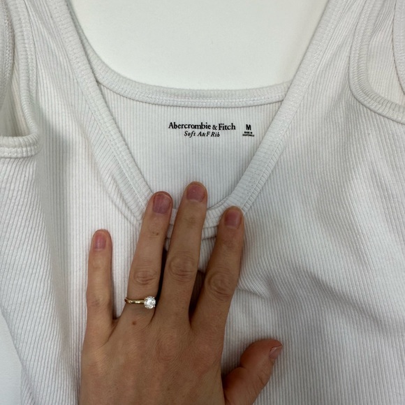 Soft A&F Ribbed White Tank Top - Picture 3 of 3